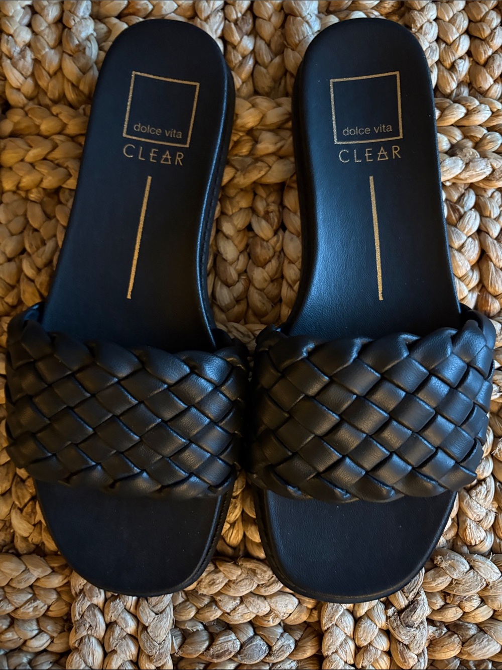 Dolce Vita Grazie Black Braided Slide Sandals-size 8